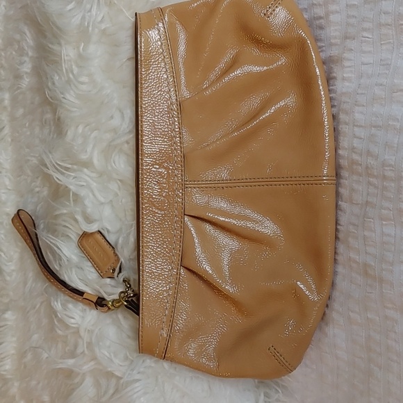 Tan Authentic Leather Coach Clutch with Wristlet - Picture 1 of 16